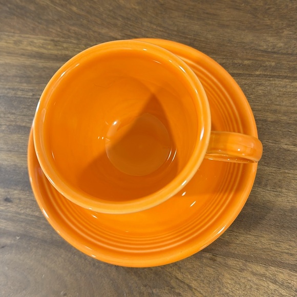 Tangerine Fiestaware teacup and saucer - Picture 2 of 6